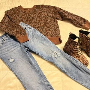 J. Crew Tan and Black Leopard Print Sweater